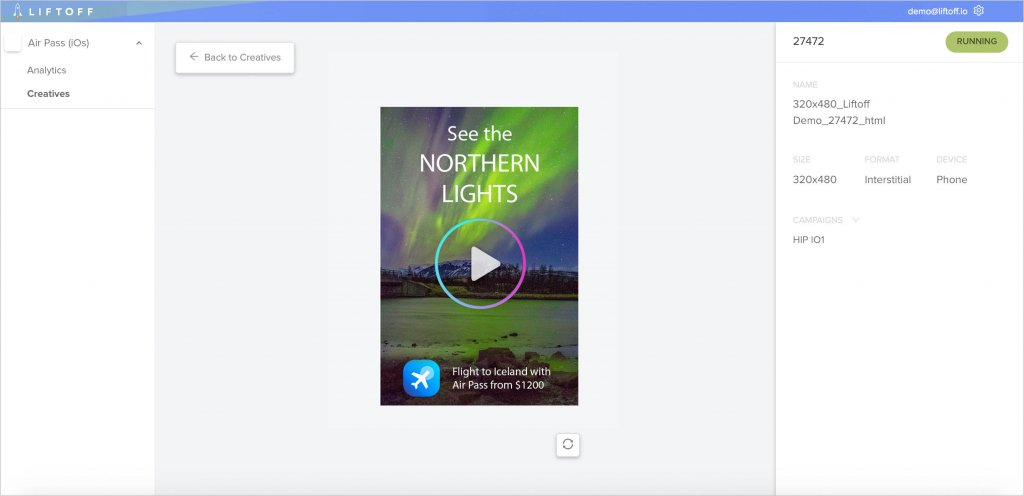 Liftoff dash UI