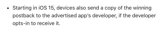 Apple iOS 15 documentation postback